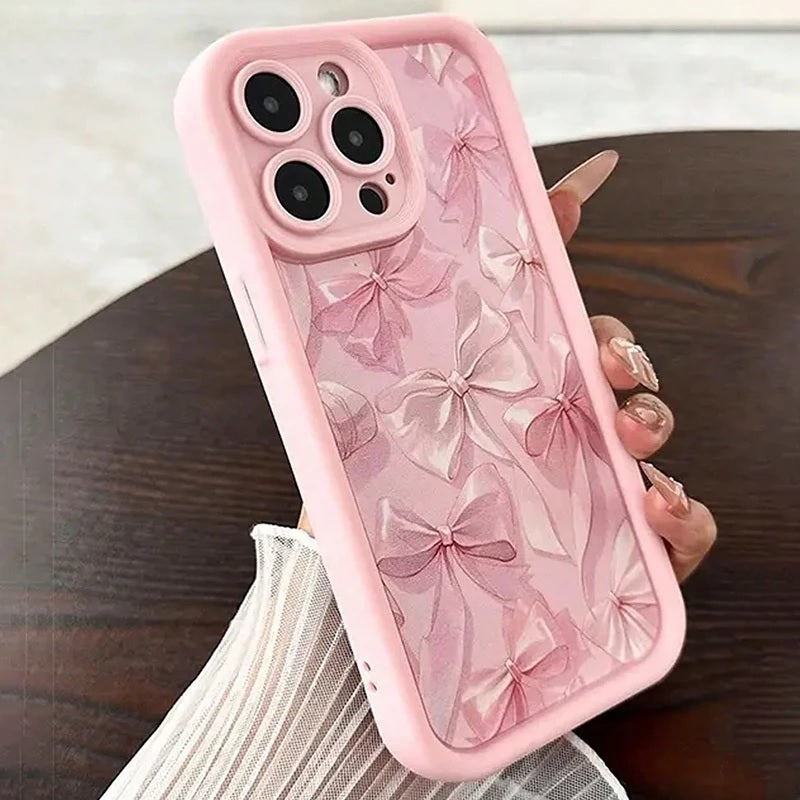 White Ribbon Hot 3D Pastel Pink Bow Knot Cute Print Design Fashion Aesthetic Cover